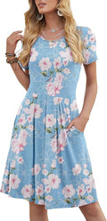 Casual Flowy Pleated Loose Dress with Pockets - Comfortable Summer