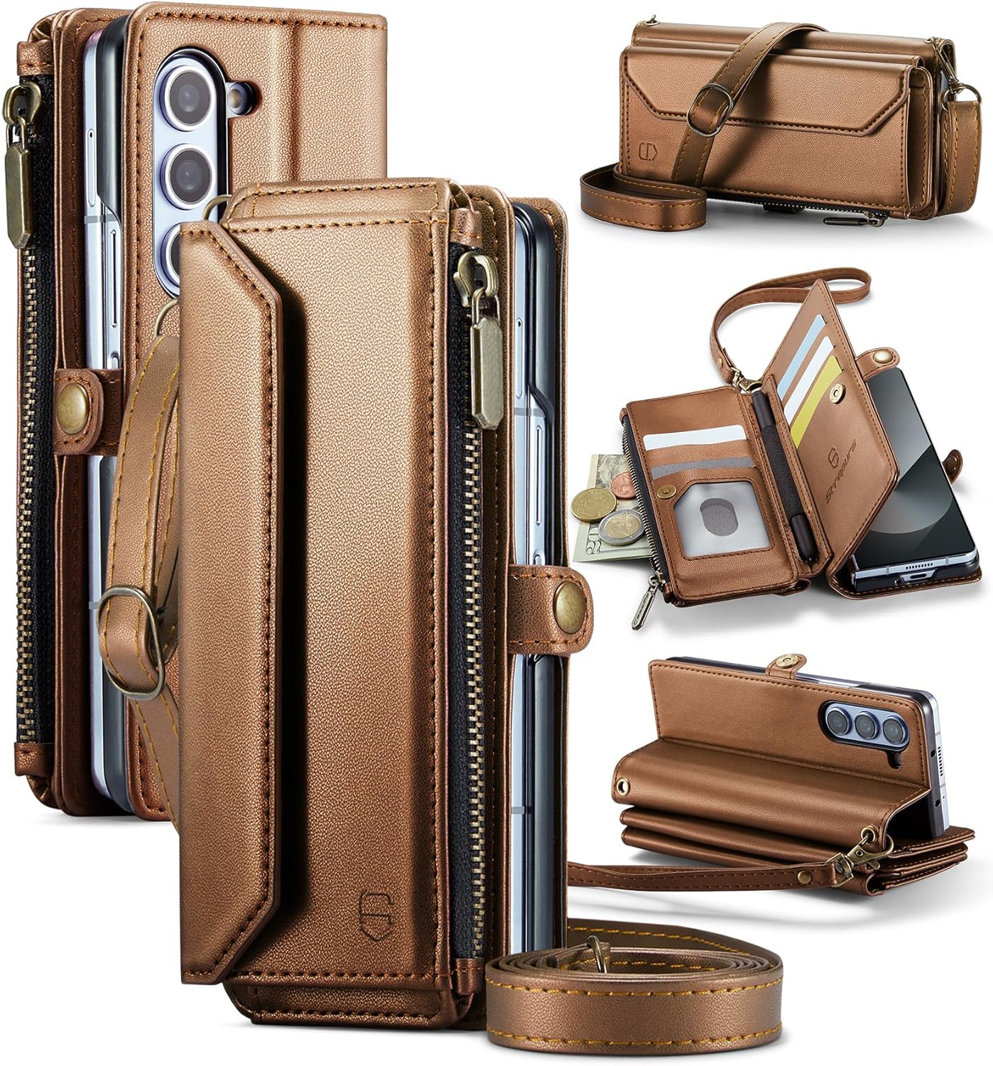 Crossbody Wallet Case for Samsung Galaxy Z Fold 6 with RFID