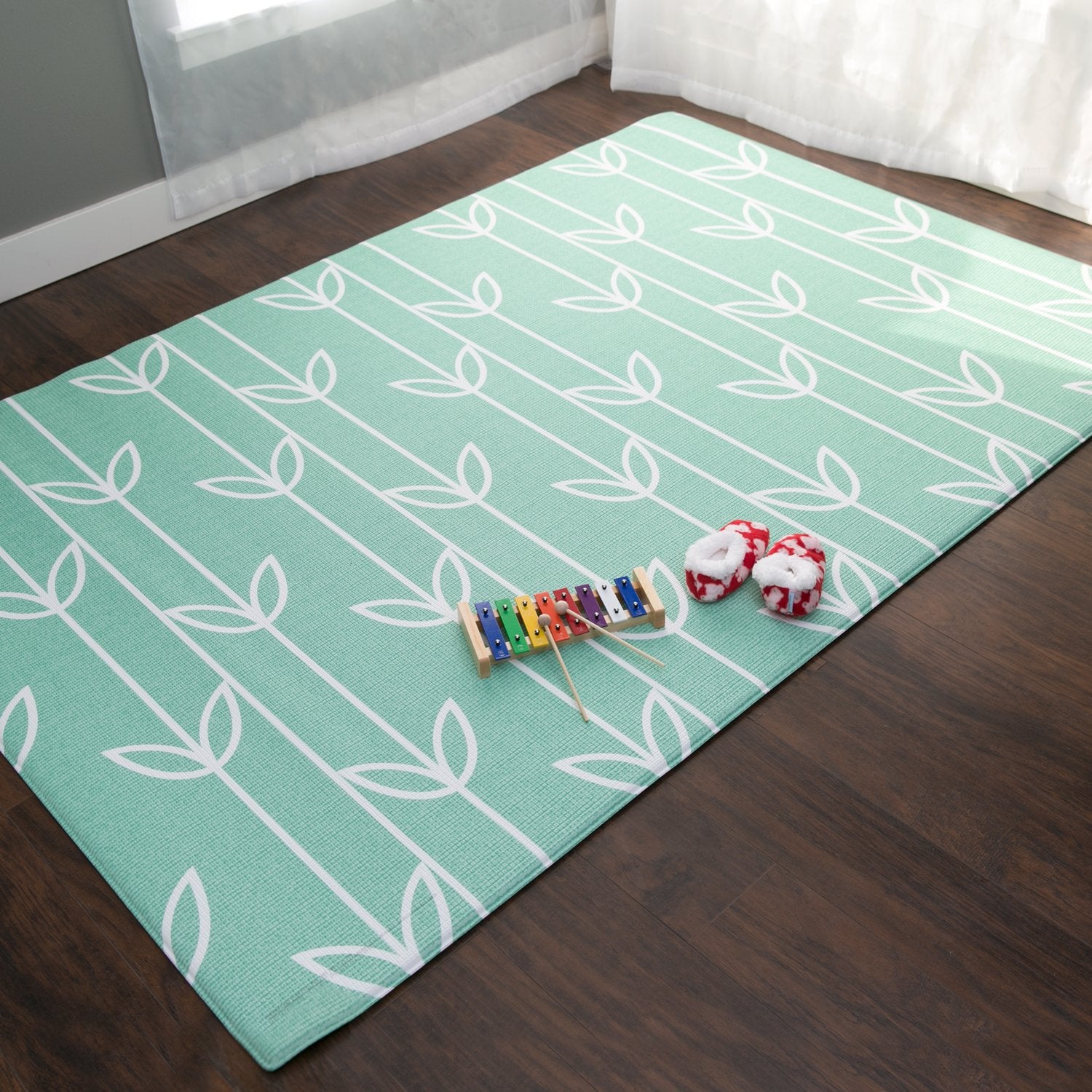 Large Green Sea Petals Baby Play Mat - Waterproof & Reversible