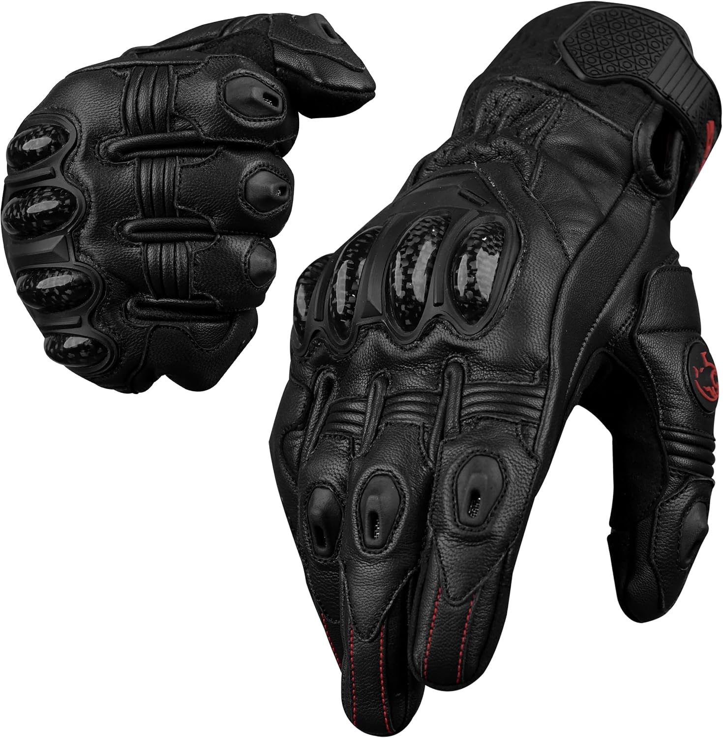 J.A.G. Leather Motorcycle Gloves for Men with Knuckle Protection