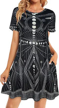 Womens Summer T-Shirt Sundress Plus Size Floral - Flowy Knee Length