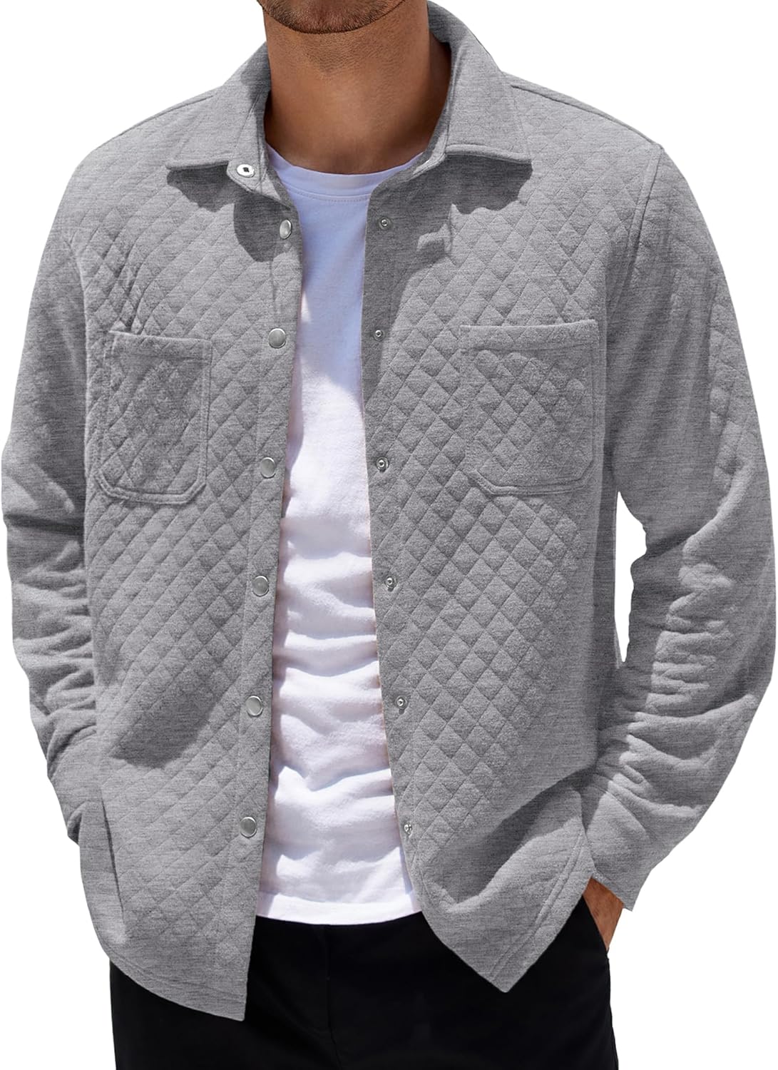 Stylish Quilted Shacket for Men with Pockets and Comfort