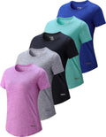 5 Pack Women's Short Sleeve Tees for Fitness and Workouts