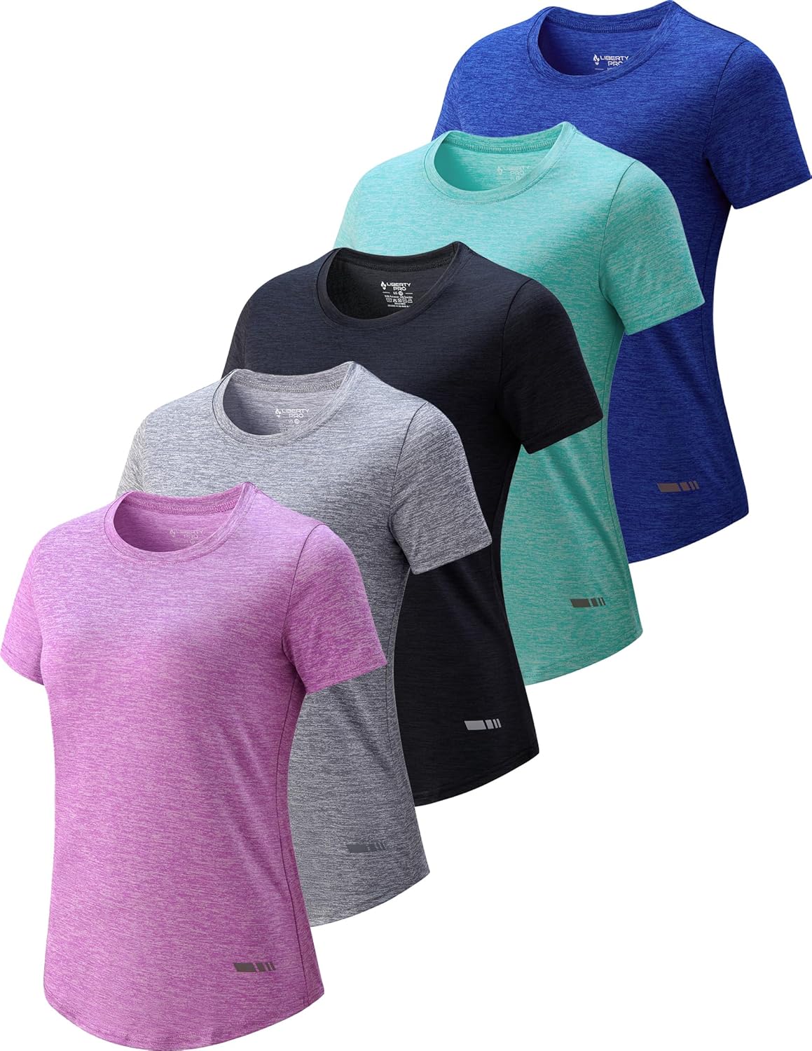 5 Pack Women's Dry Fit Short Sleeve T Shirts for Active Wear