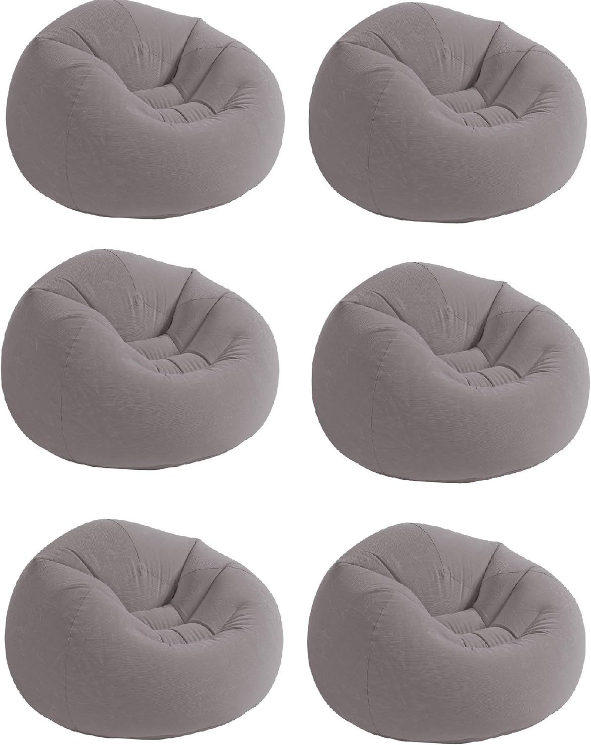 Intex 6 Pack Gray Inflatable Beanless Chairs