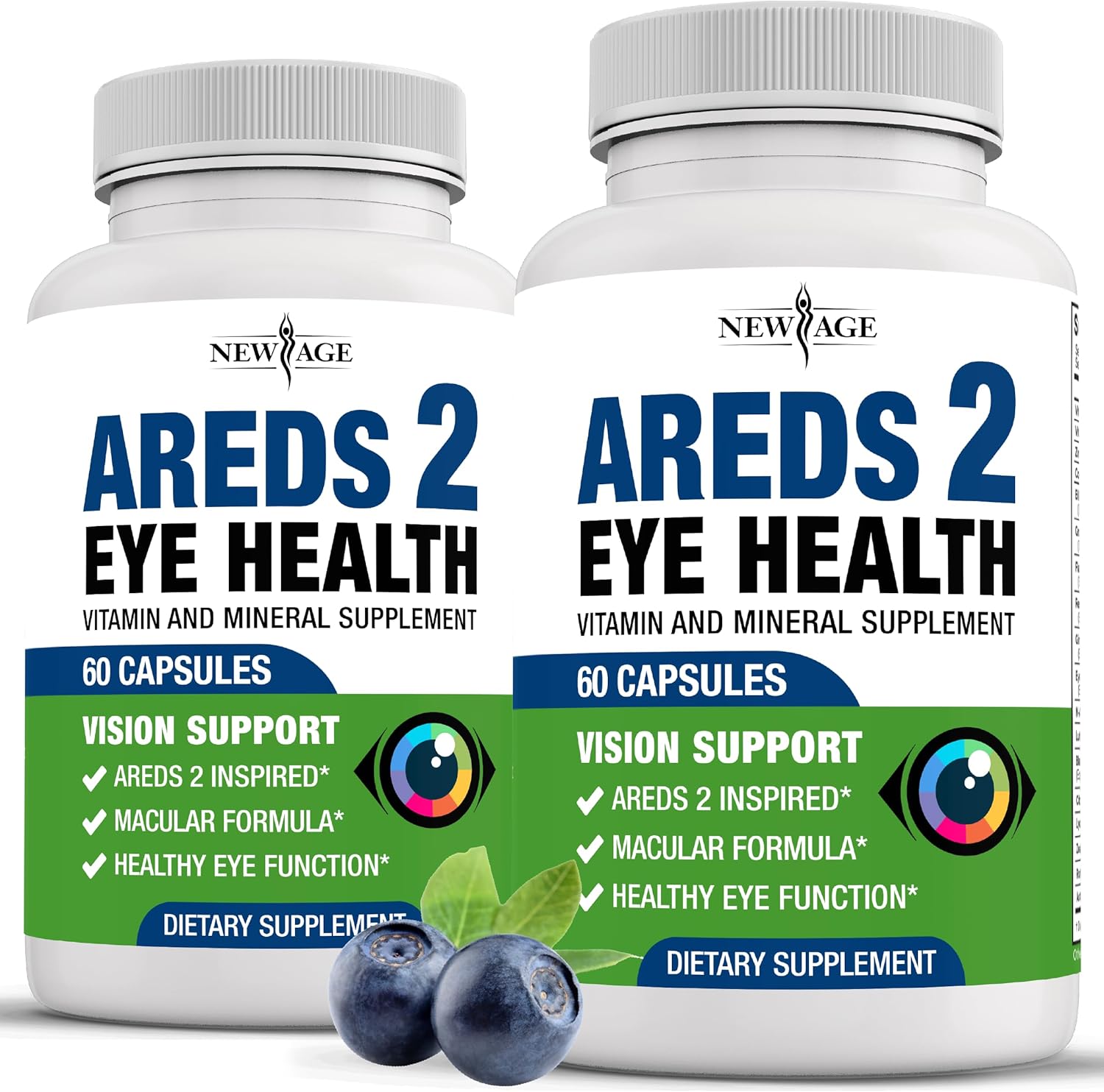 NEW AGE AREDS 2 Eye Vitamin with Lutein and Bilberry for Vision