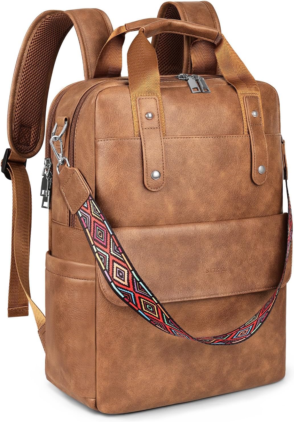 Leather Laptop Backpack for Women - Stylish 3 in 1 Bag