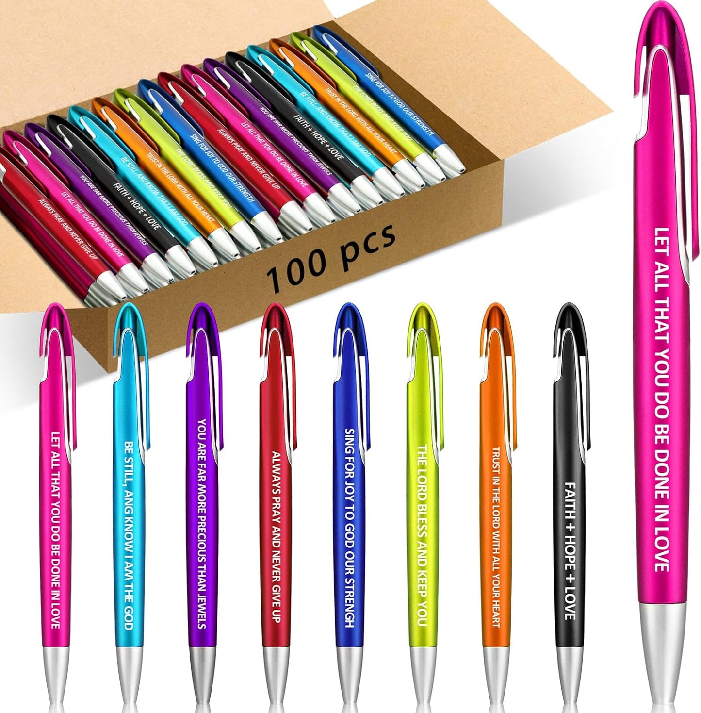 Lincia 100 Pcs Bible Verse Ballpoint Pens for Inspiration Gifts