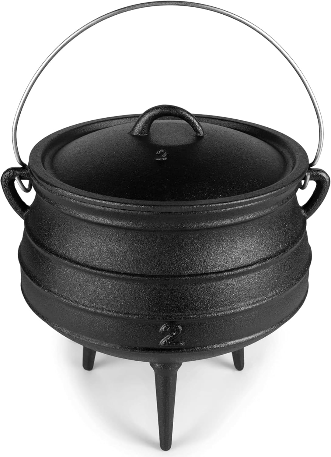 8-Quart Pre-Seasoned Cast Iron Cauldron for Campfire Cooking