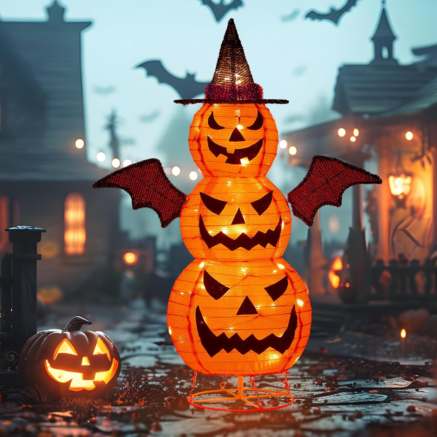 37 Inch Collapsible Pumpkin Man with 40 LED Lights for Halloween