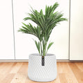 10 Inch Plant Pot with Drainage Plug - Modern White Polystone Planter