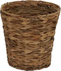 Woven Water Hyacinth Wicker Waste Basket - Natural Round Trash Can