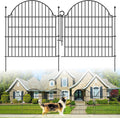 Decorative Metal Garden Fence with Gate Lock 5 Panels - Easy No Dig