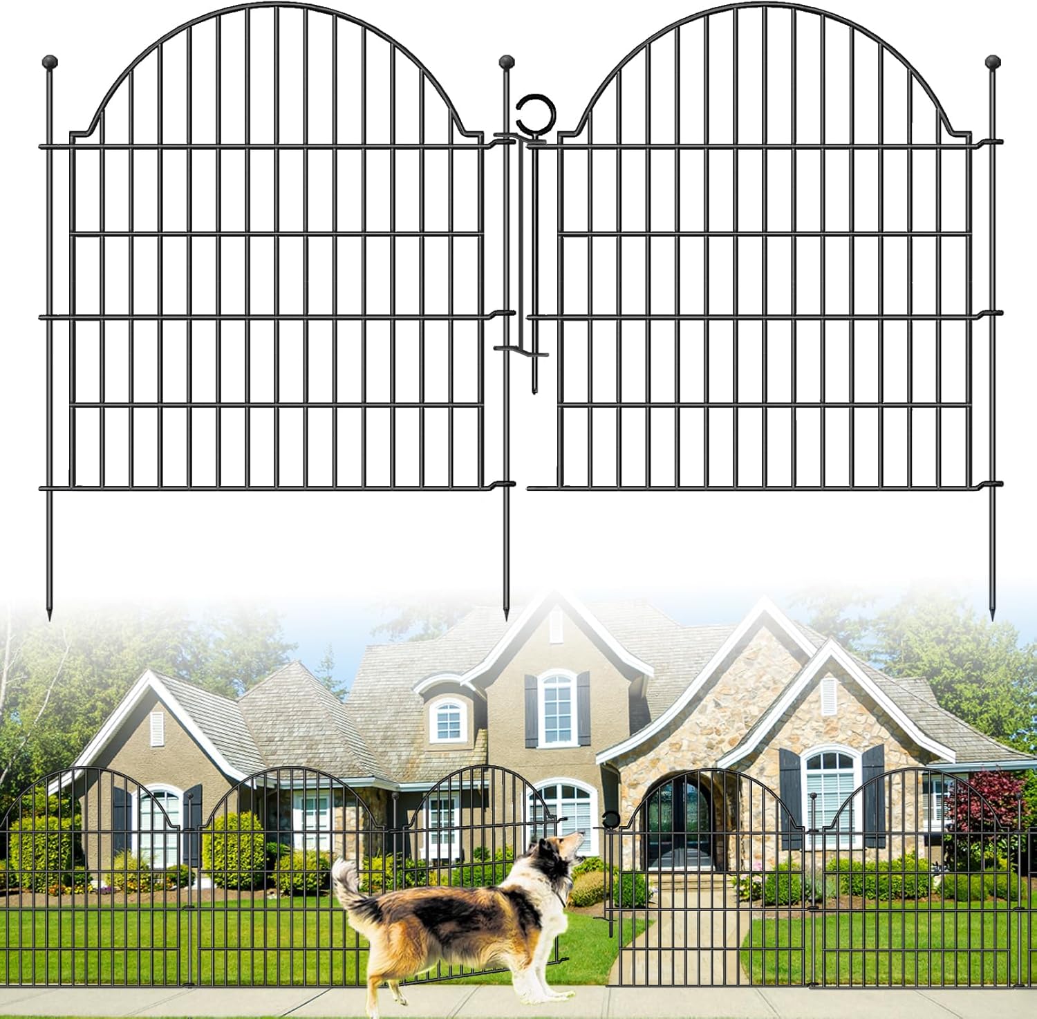 Decorative Metal Garden Fence with Gate Lock for Outdoor Use