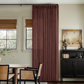 Chestnut Brown Linen Pinch Pleated Curtains 120 in - Thick Drapes