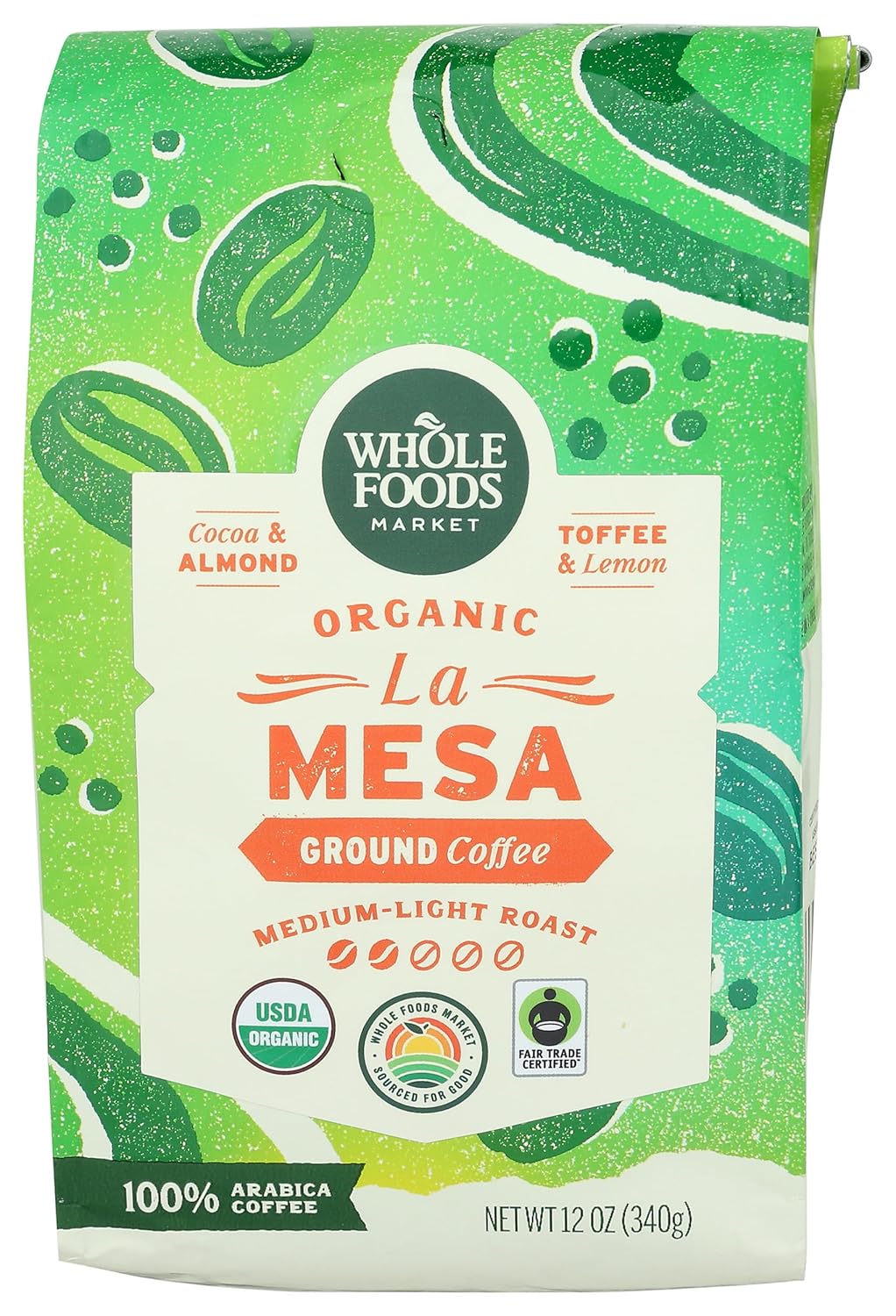 Organic La Mesa Medium-Light Roast Coffee, 12oz - Rich Cocoa, Nutty Almond & Zesty Lemon