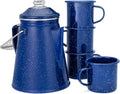 COLETTI Classic Enamel Camping Percolator & 4 Mugs - Durable Blue