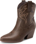 DREAM PAIRS Women's Short Western Ankle Boots - Embroidered Style