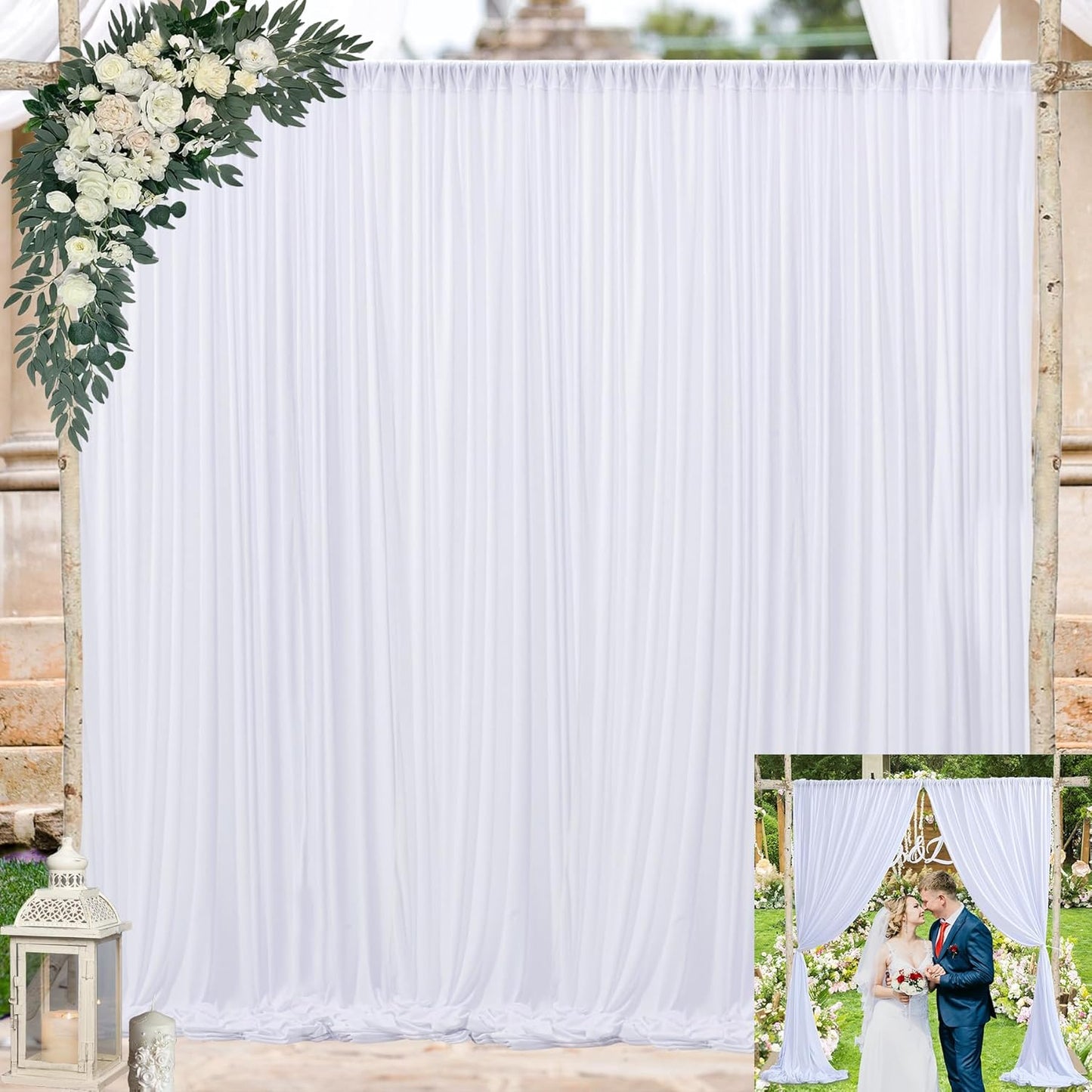 10x10ft White Backdrop Curtain Duo - Perfect Party Photography!