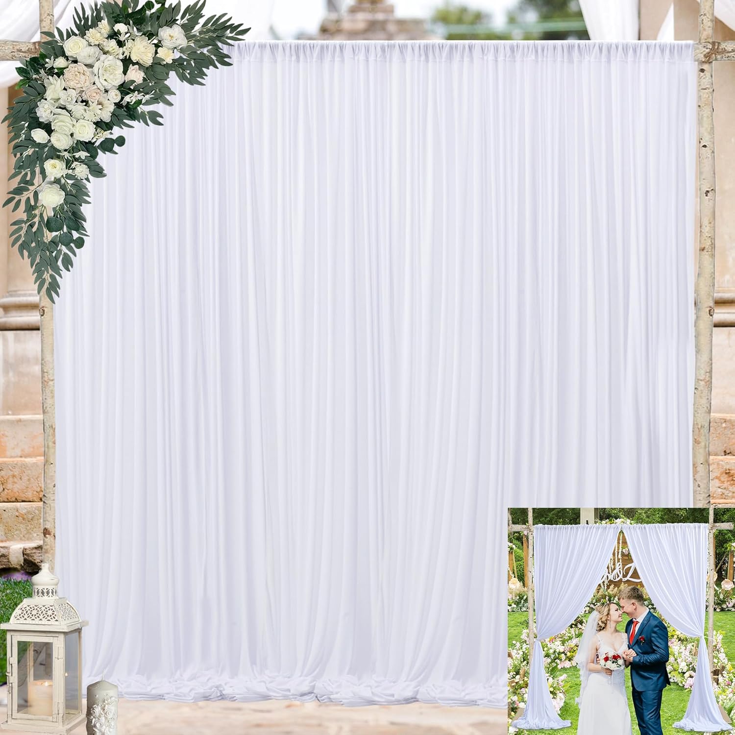10x10ft White Backdrop Curtain Duo - Perfect Party Photography!