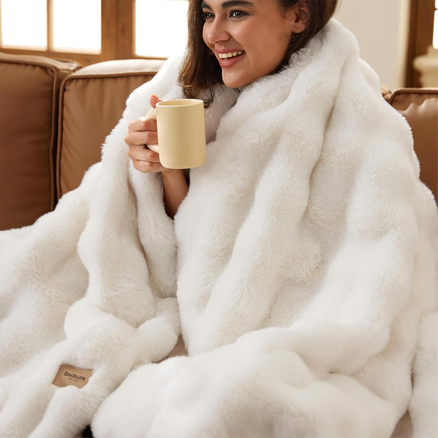 Bedsure GentleSoft Fluffy Fuzzy Throw Blanket for Cozy Comfort