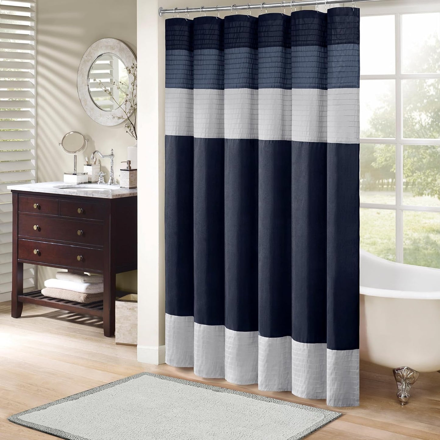 Madison Park Amherst Faux Silk Shower Curtain for Modern Bathrooms