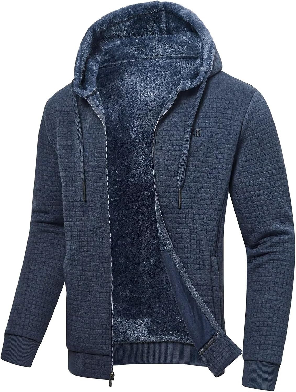 Men's Zip Up Hoodie Heavyweight Fleece Sherpa Lined Jacket