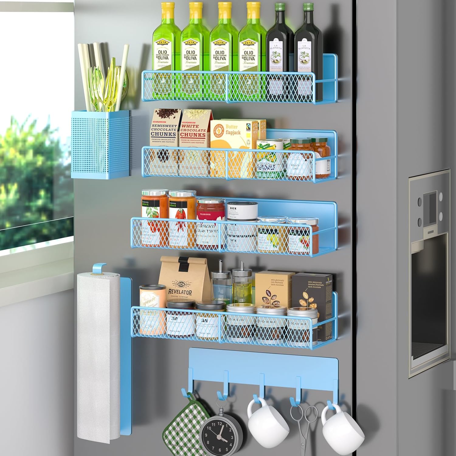 Magnetic Spice Rack for Refrigerator - 7 Pack Kitchen Organizer