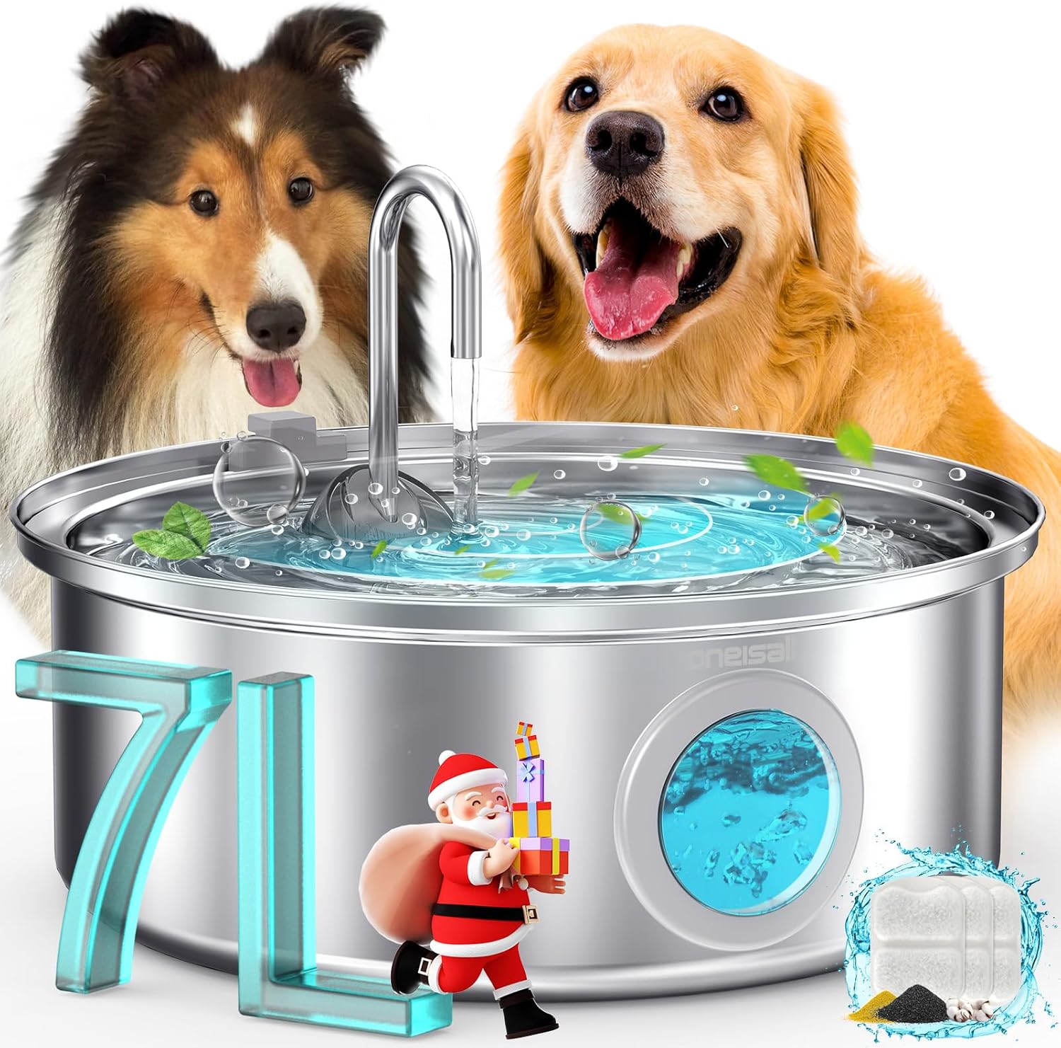 oneisall Dog Water Fountain with 7L Capacity for All Breeds