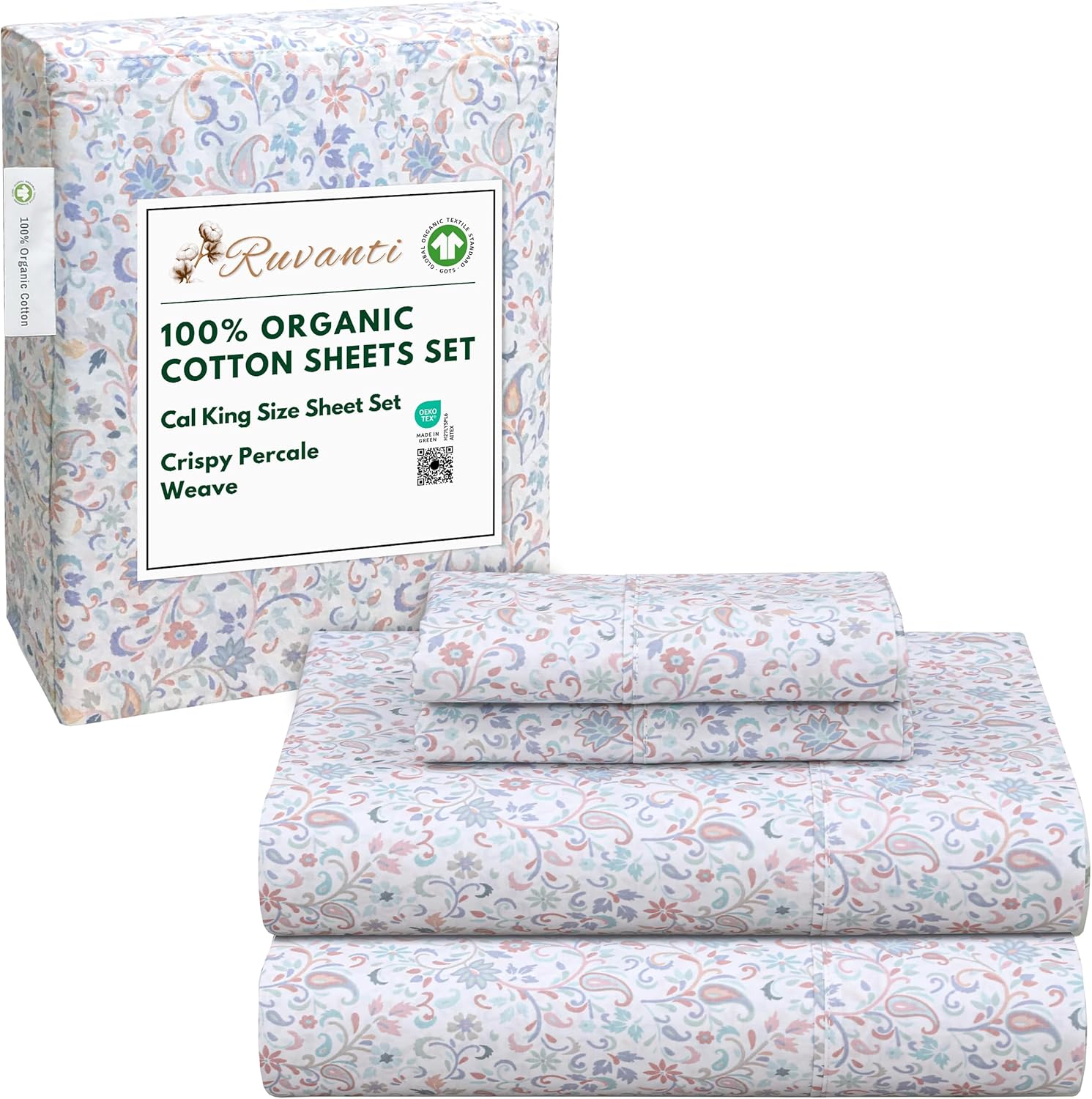 100% Organic Cotton Sheets California King Set for Comfort