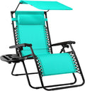 Zero Gravity Outdoor Recliner Patio Lounge Chair with Canopy - Mint