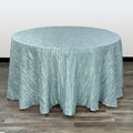 120 Inch Round Crinkle Taffeta Tablecloth in Dusty Blue