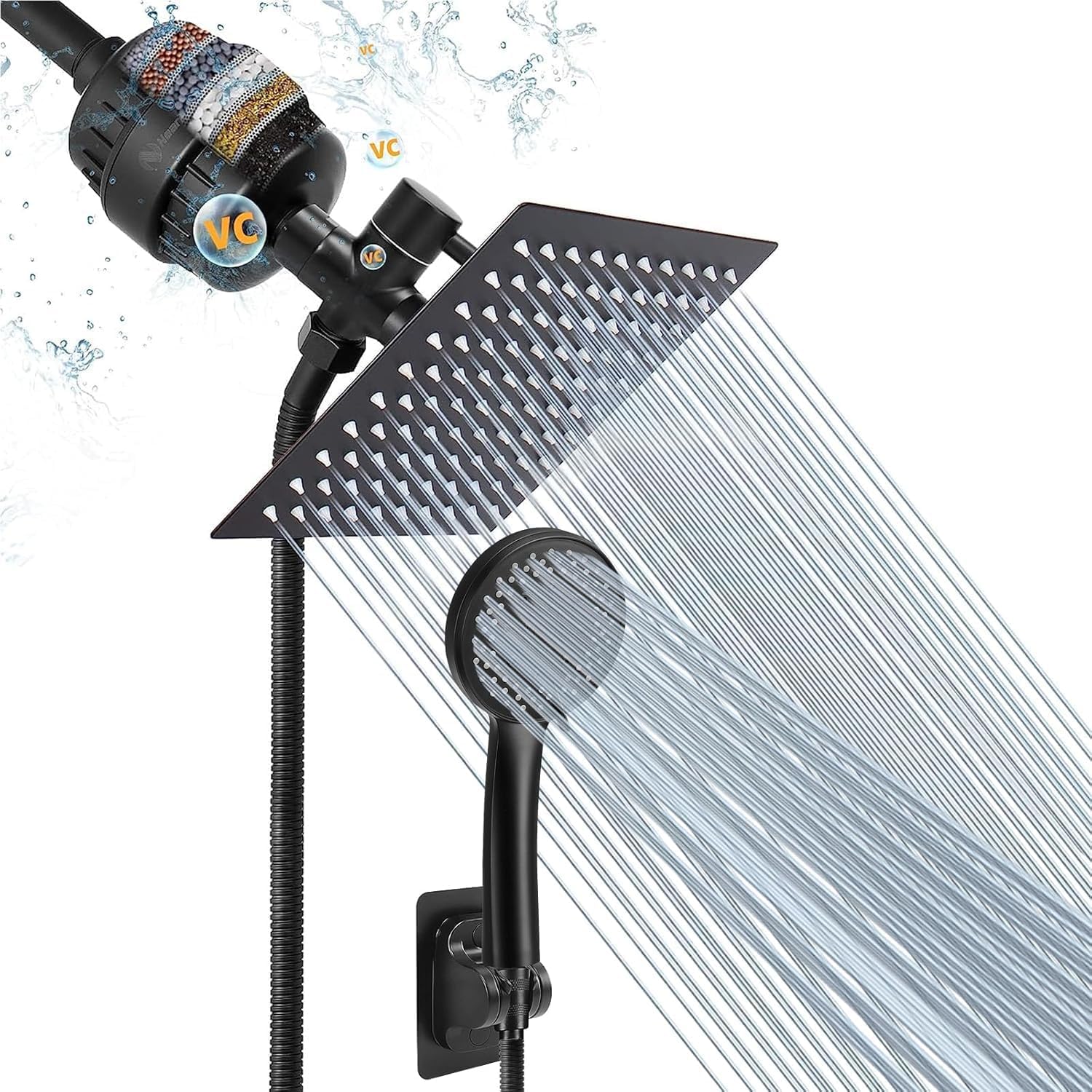 NearMoon Filtered Rain Shower Head with Handheld 5 Settings