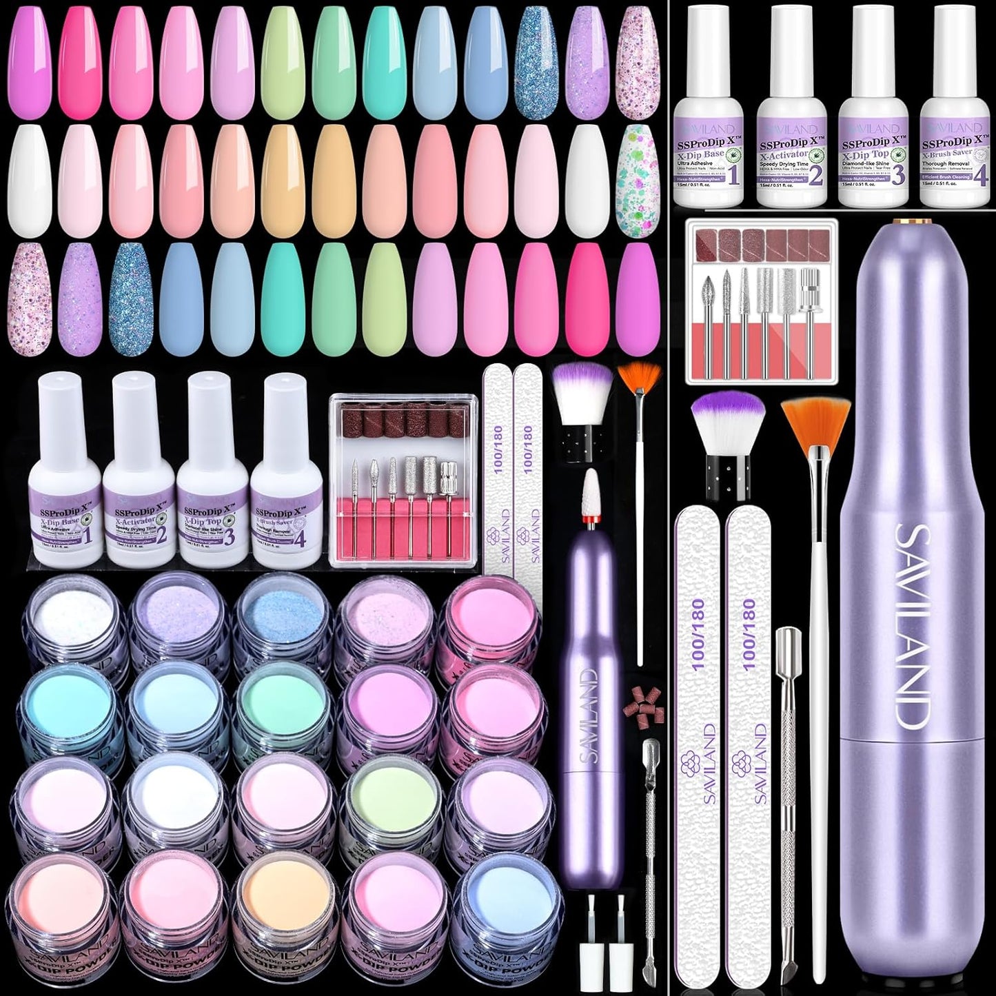 SAVILAND Dip Powder Nail Kit: 20 Colors for Stunning Nails