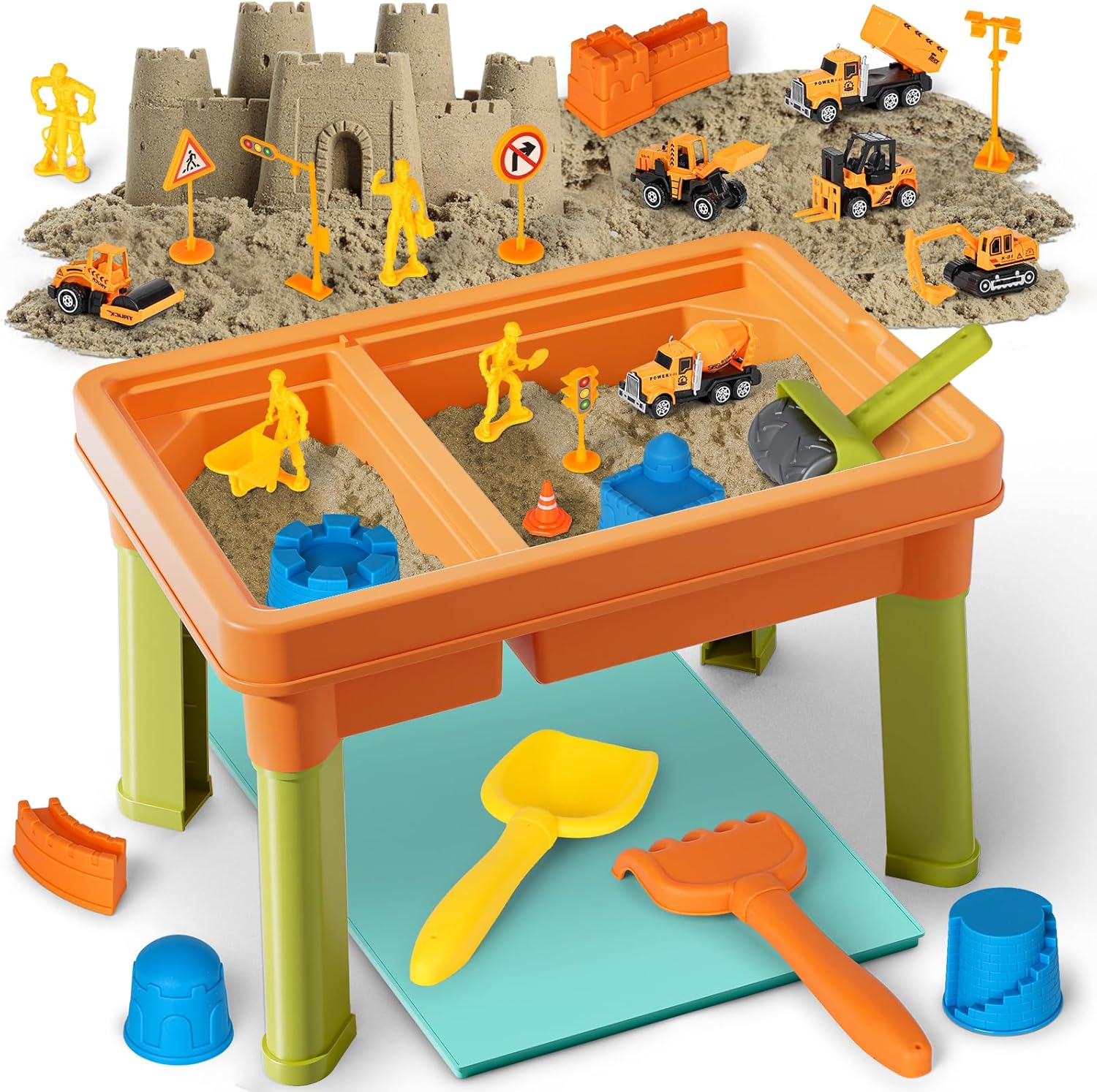 Lehoo Castle Sensory Table with Sand and Construction Trucks