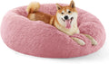 Donut Calming Dog Bed 30 in for Medium Dogs - Mauve Blush Plush