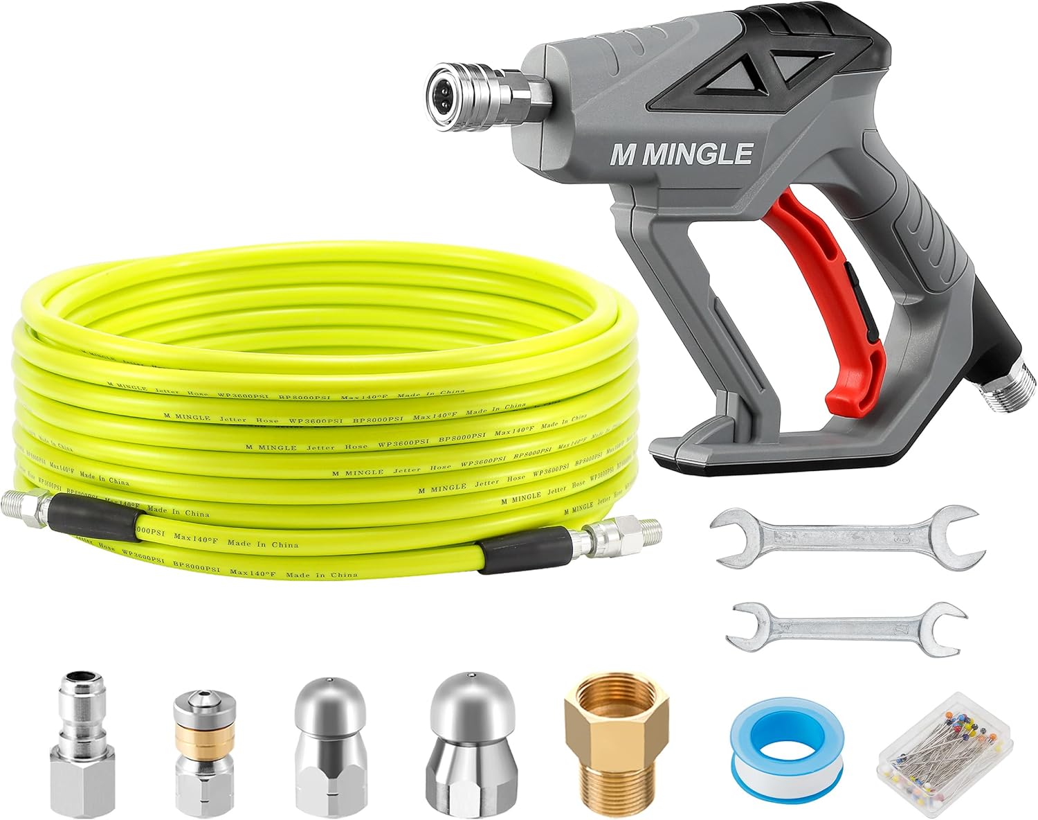 Powerful 50 FT Sewer Jetter Kit - Rotating Nozzle