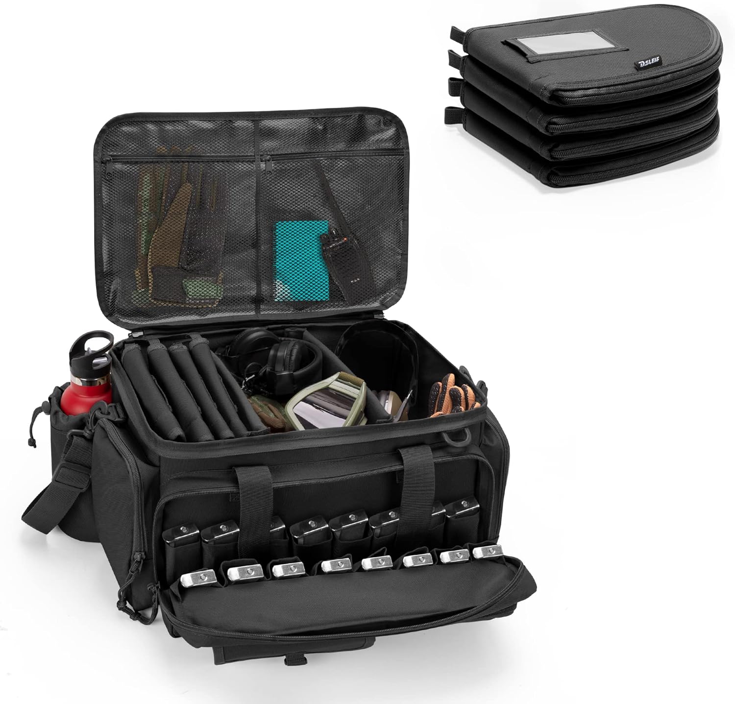 DSLEAF Tactical Pistol Range Bag with 4 Pistol Cases and More