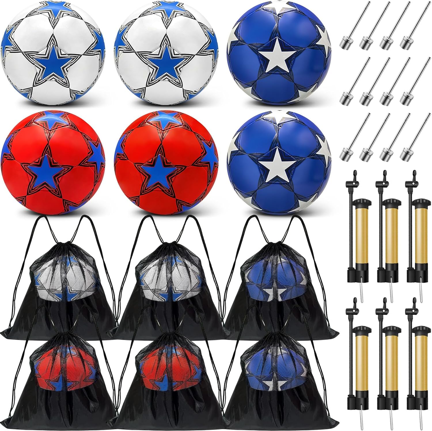6 Pack Operation Deflated Christmas Soccer Balls with Pump
