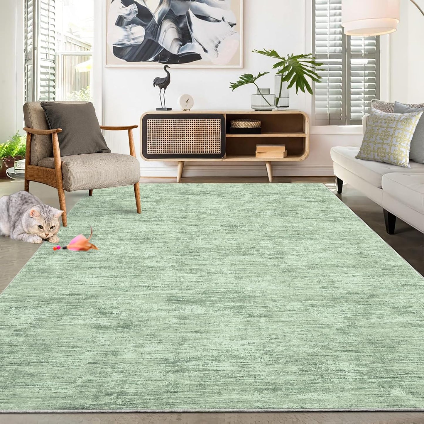 RUGSREAL 9x12 Machine Washable Area Rug for Modern Living Rooms