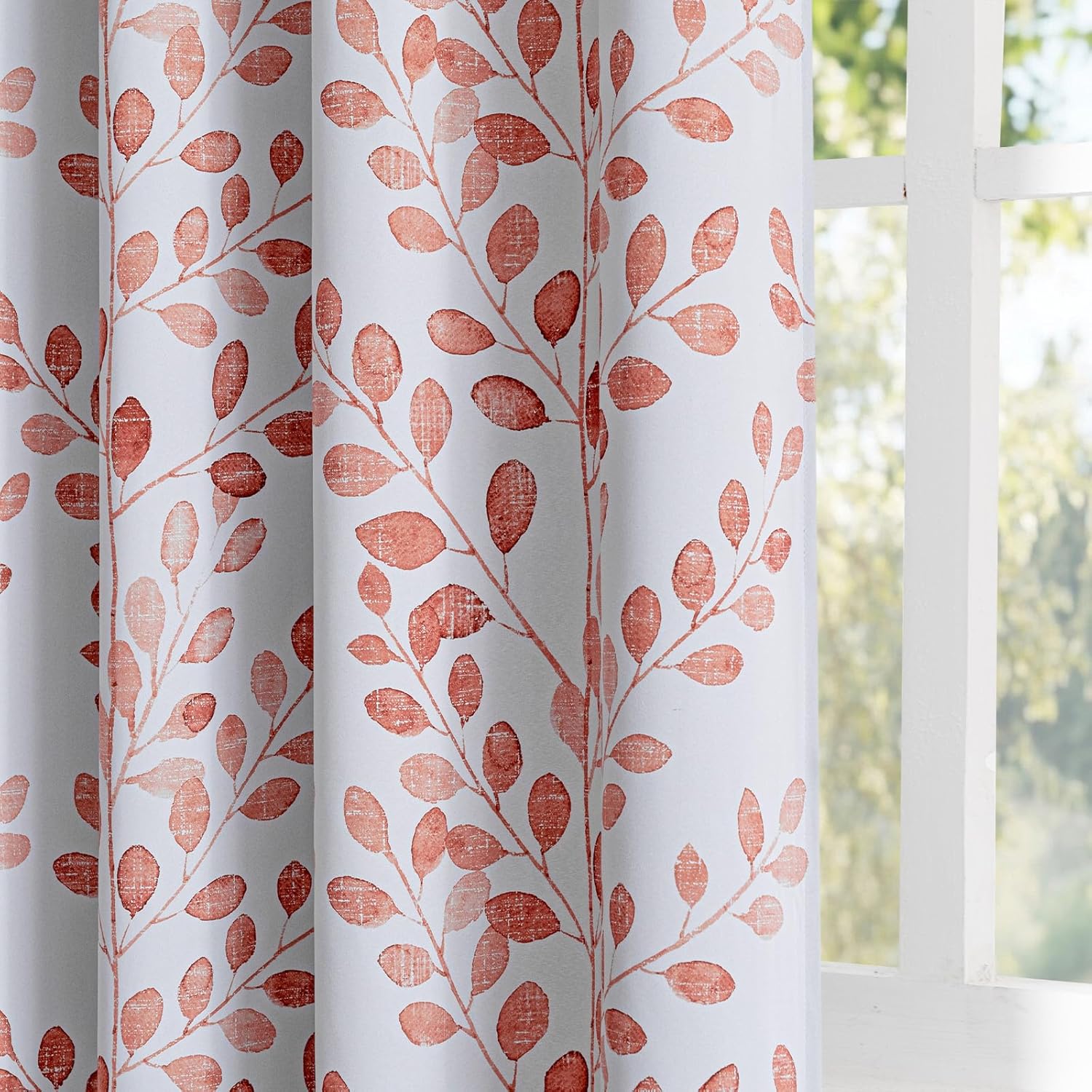 MYSKY HOME Leaf Curtains 84 inches Long for Elegant Rooms