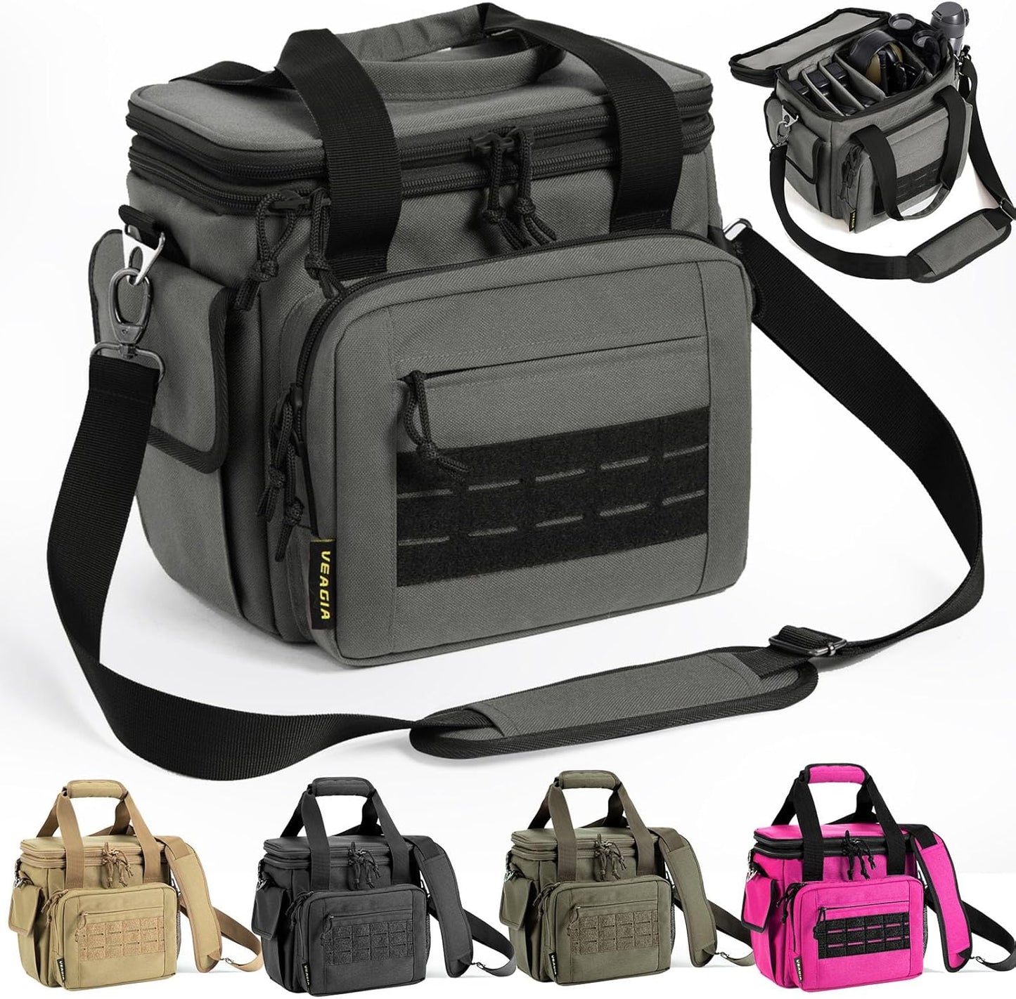 VEAGIA Pistol Range Pack Gun Bag with Lockable Zipper Design