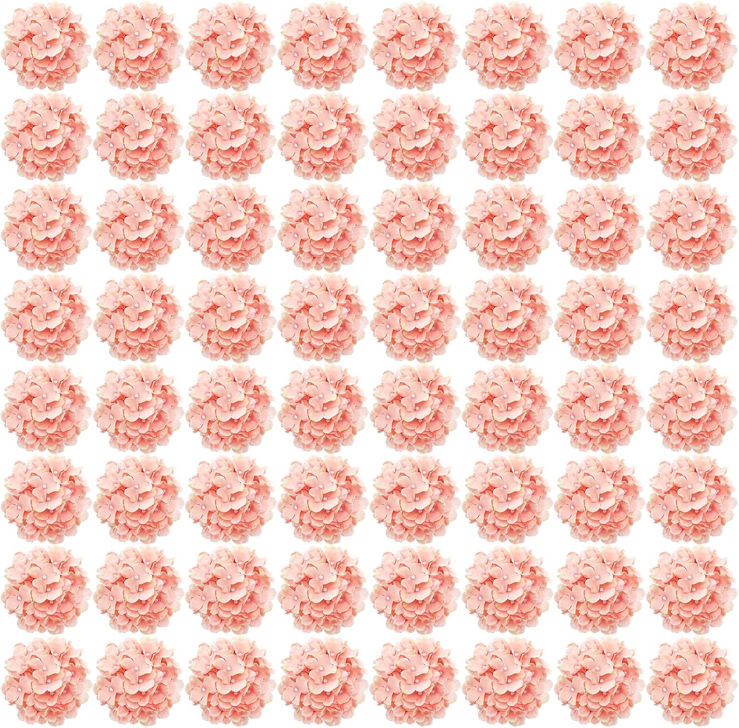 64 PCS Rubber Pink Hydrangea Flowers for Wedding and Decor