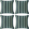 Beach Stripe Lagoon 18in Outdoor Sunbrella Throw Pillows - Set of 4