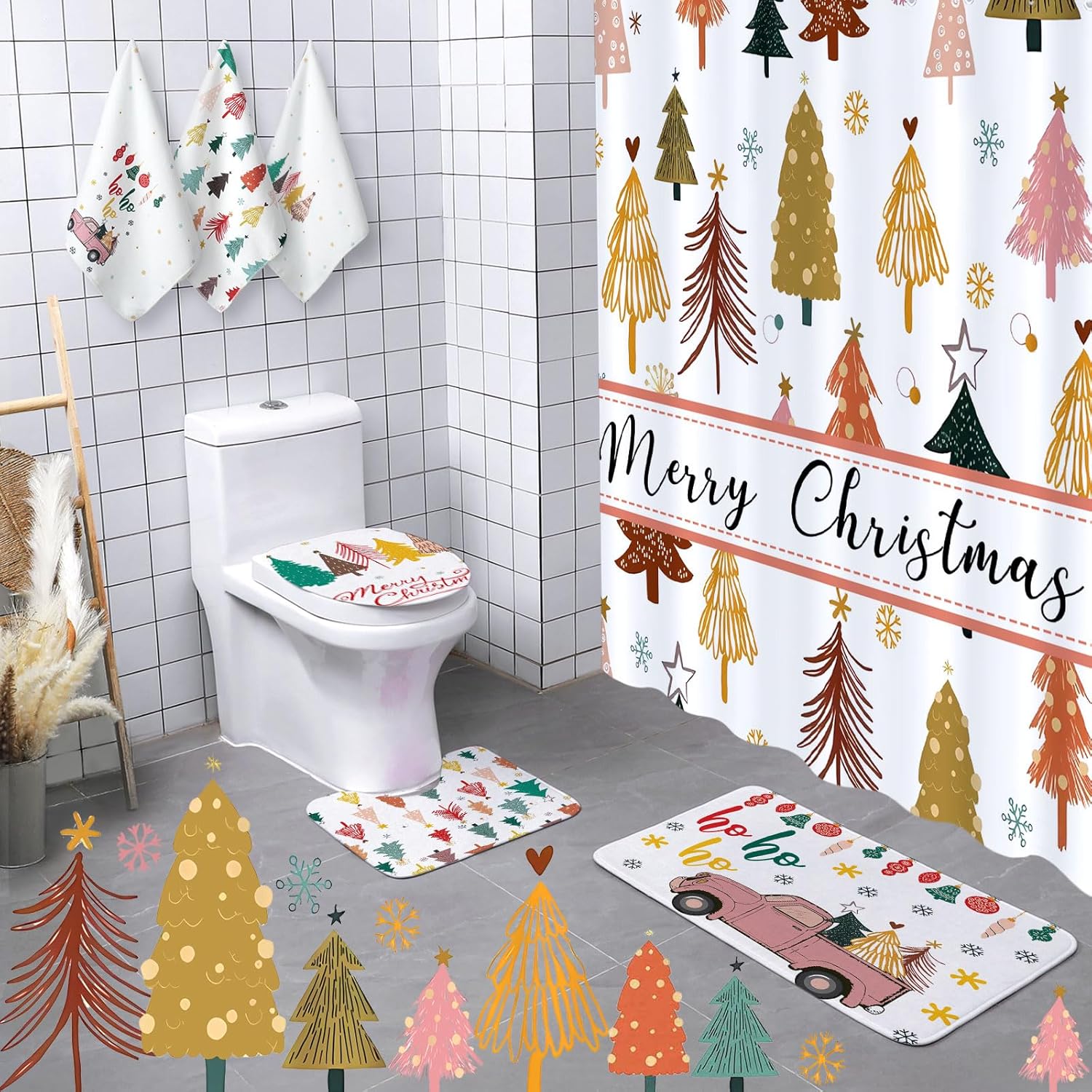 Boho Christmas Shower Set - Waterproof & Stylish