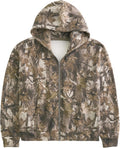 Women Camo Zip Up Oversized Fleece Hoodie - Maple Leaf Print