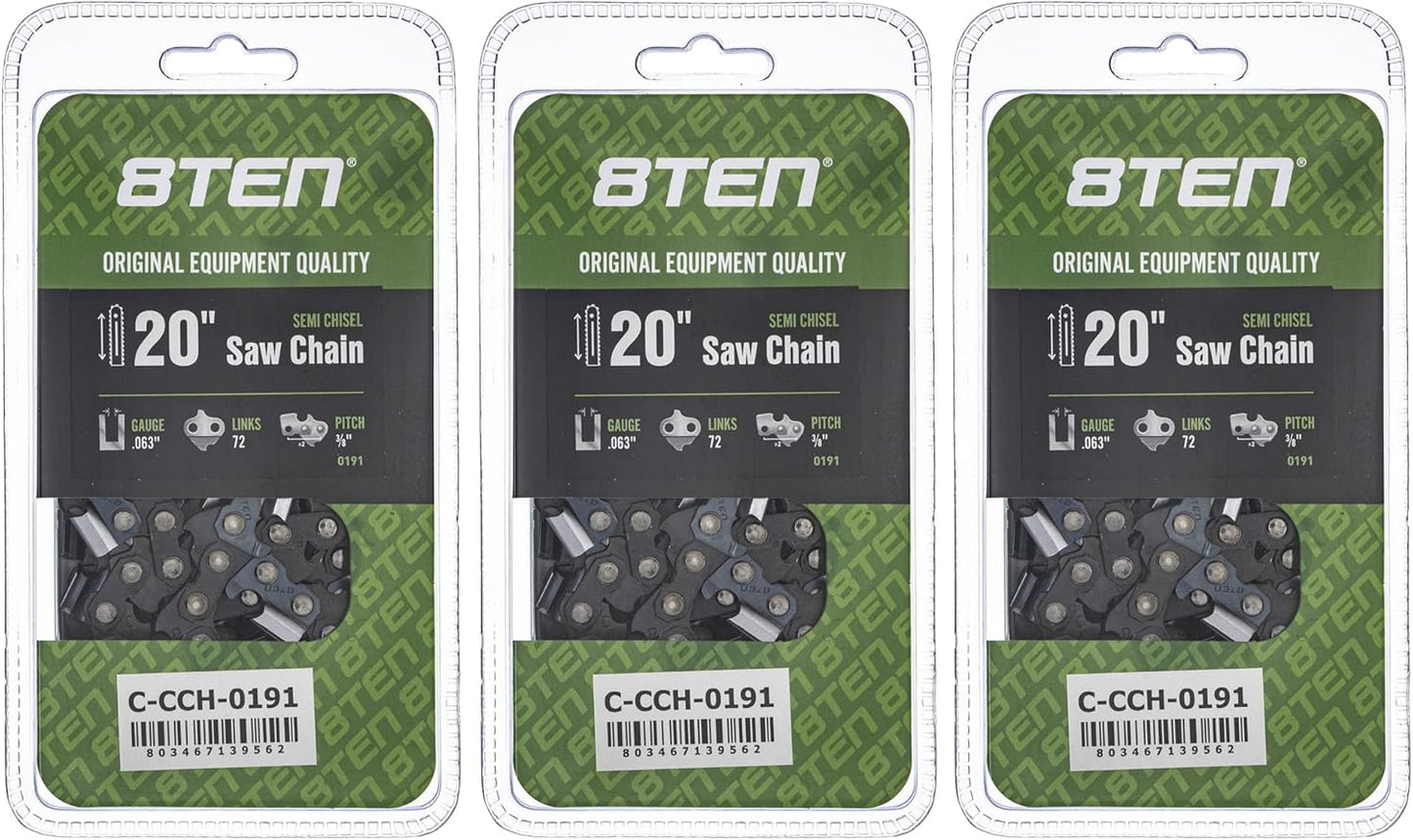 8TEN Semi Chisel Chainsaw Chain 20 Inch for Stihl and Husqvarna