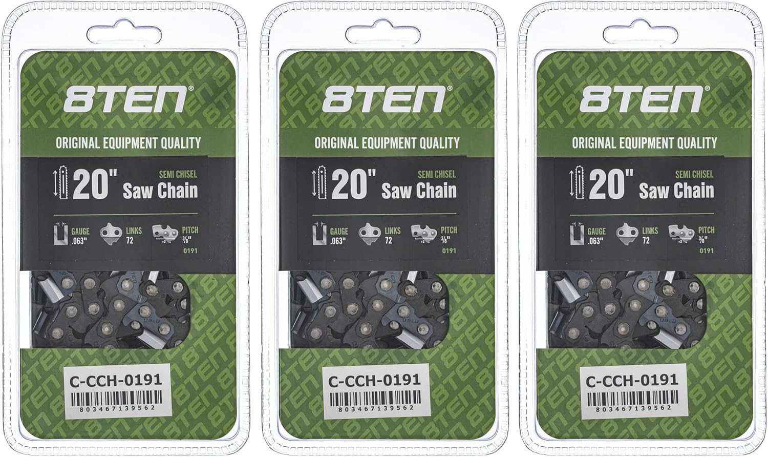 8TEN Semi Chisel Chainsaw Chain 20 Inch for Stihl and Husqvarna