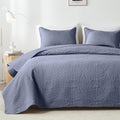 King Size Quilt Set Bluish Grey Ultrasonic Bedspread - Modern Coin
