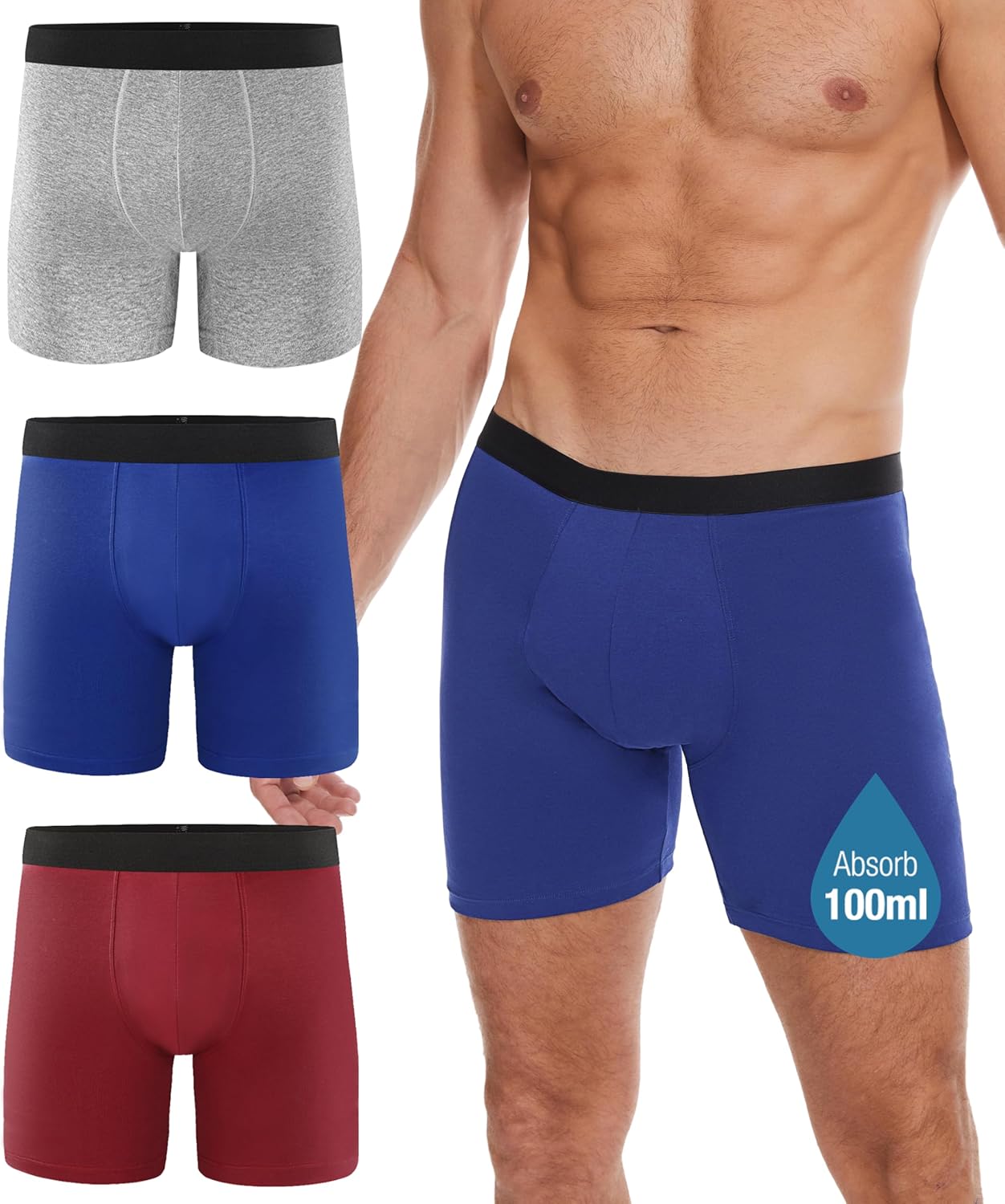Incontinence Underwear Long Leg For Men - 100ML Absorbent Cotton